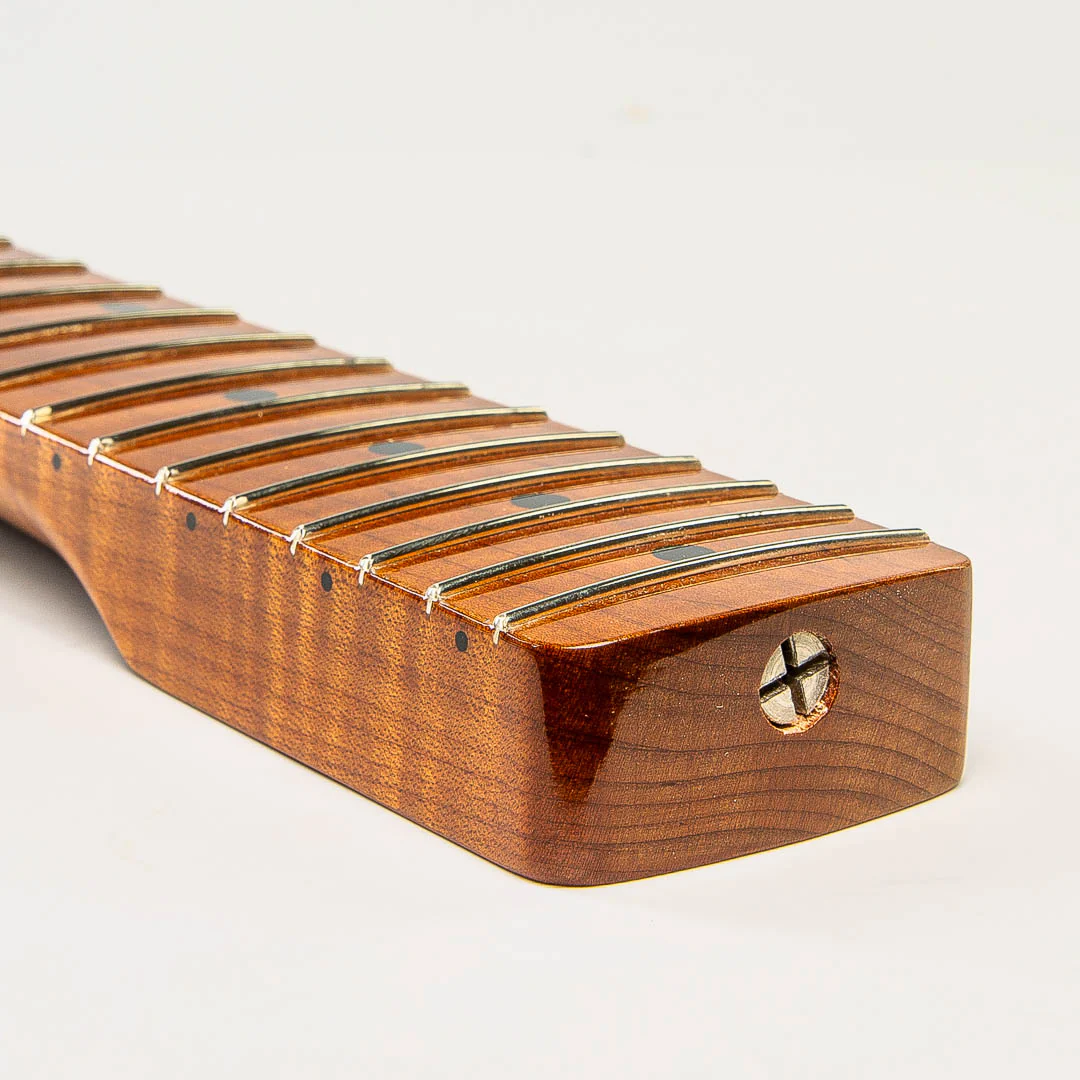 Allparts Select VIN-MOD Compound Radius Replacement Strat Neck AAA+ Roasted Flame Maple - Licensed by Fender - Image 5