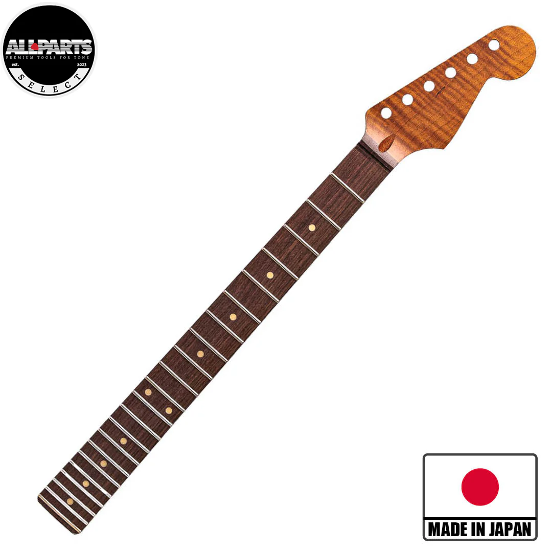 Allparts Select Ultra Mod Replacement Strat Neck AAA+ Roasted Flame Maple with Rosewood FB - Licensed by Fender