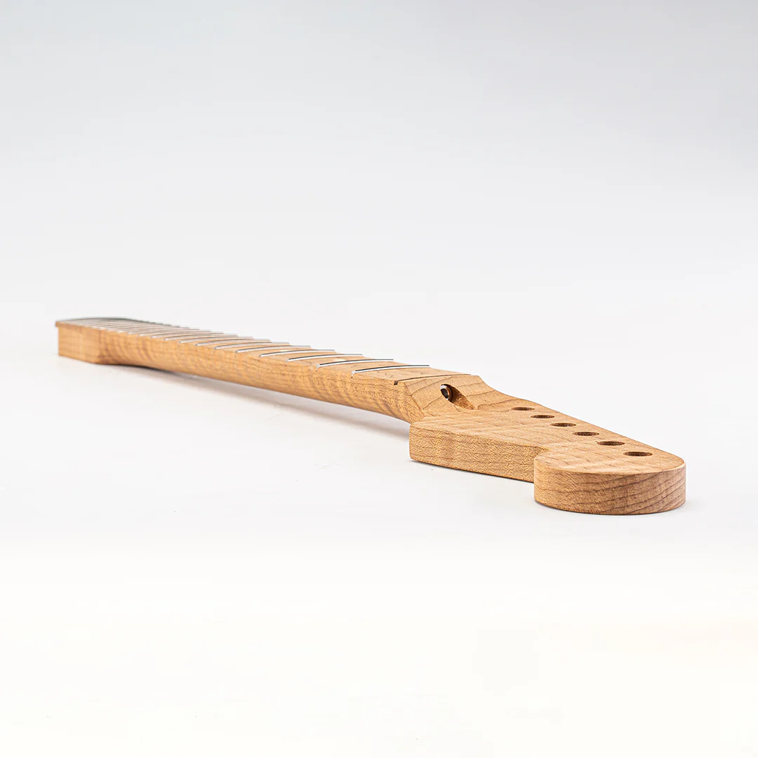Allparts Select "Licensed by Fender®" AAA+ Roasted Flame Maple "Ultra-MOD" Replacement Neck for Stratocaster® - Unfinished - 12"-16" Compound Radius Maple Fretboard - Image 10