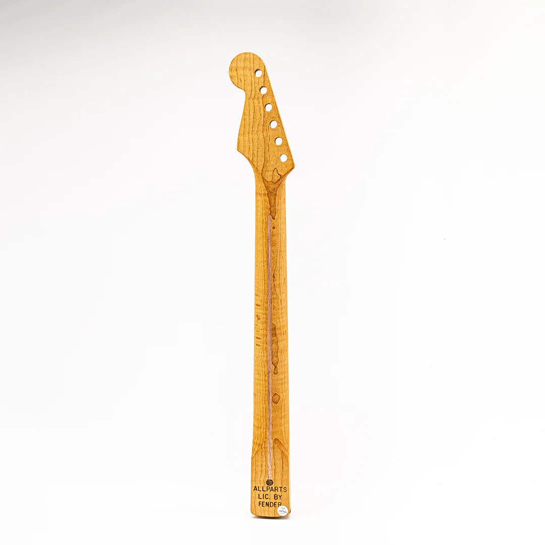 Allparts Select "Licensed by Fender®" AAA+ Roasted Flame Maple "Ultra-MOD" Replacement Neck for Stratocaster® - Unfinished - 12"-16" Compound Radius Maple Fretboard - Image 3