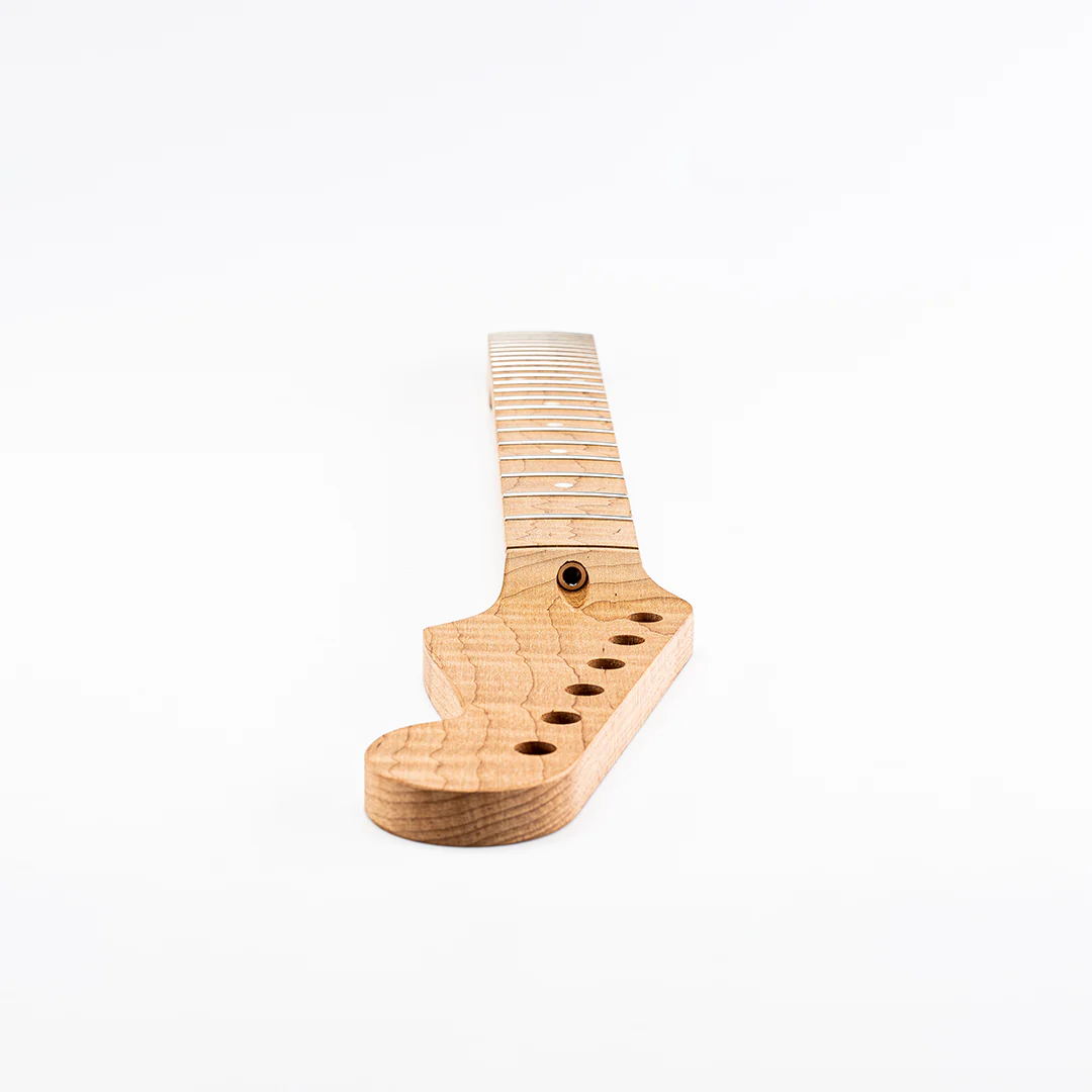 Allparts Select "Licensed by Fender®" AAA+ Roasted Flame Maple "Ultra-MOD" Replacement Neck for Stratocaster® - Unfinished - 12"-16" Compound Radius Maple Fretboard - Image 6