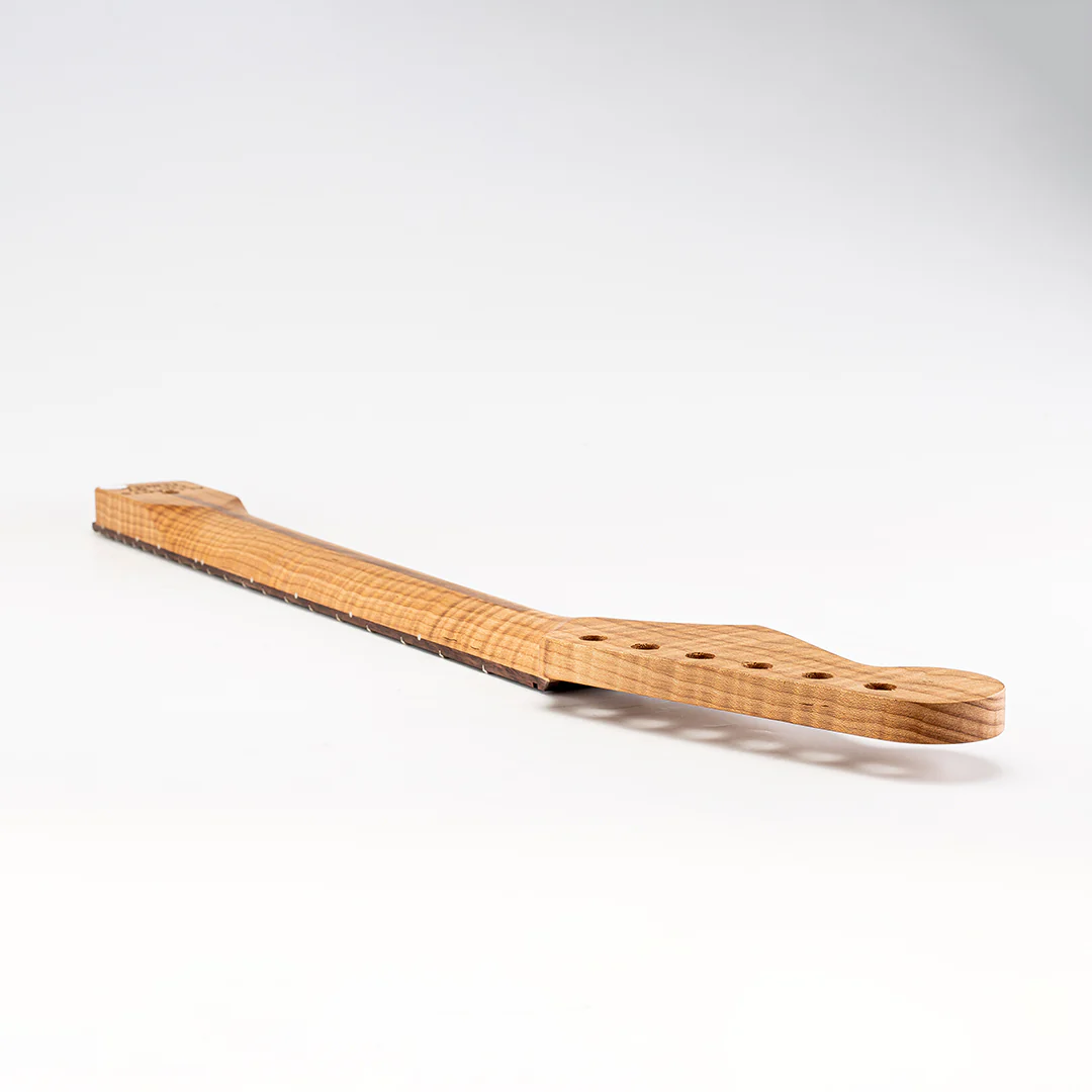 Allparts Select "Licensed by Fender®" AAA+ Roasted Flame Maple "Ultra-MOD" Replacement Neck for Stratocaster® - Unfinished - 12"-16" Compound Radius Rosewood Fretboard - Image 12