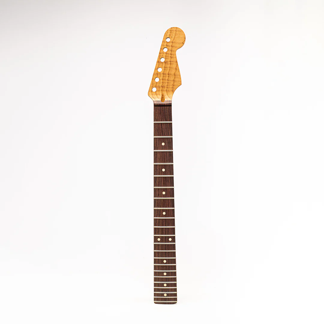Allparts Select "Licensed by Fender®" AAA+ Roasted Flame Maple "Ultra-MOD" Replacement Neck for Stratocaster® - Unfinished - 12"-16" Compound Radius Rosewood Fretboard - Image 2