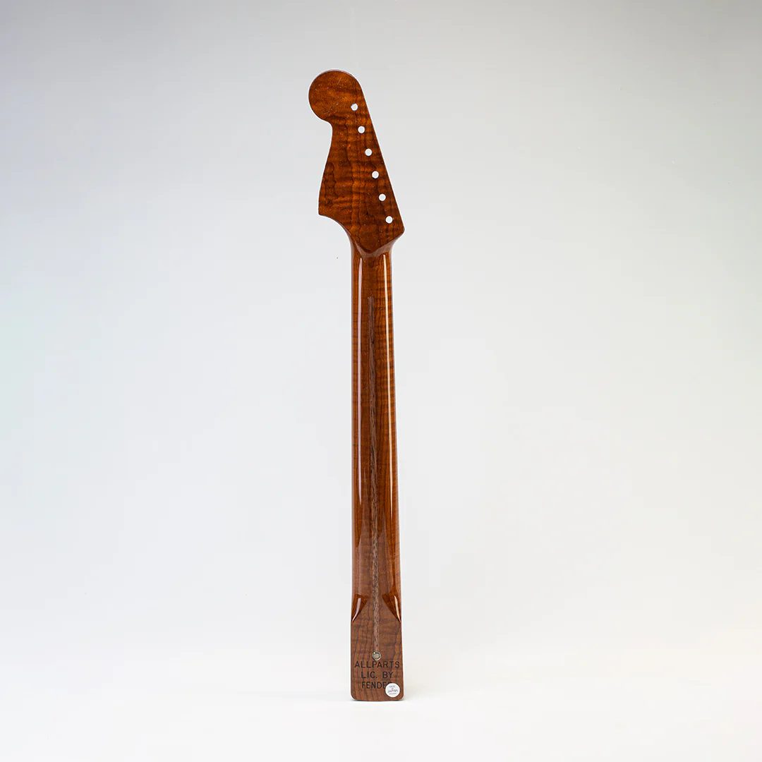 Allparts Select "Licensed by Fender®" AAA+ Roasted Flame Maple "VIN-MOD" Deluxe Replacement Neck for Jazzmaster® - Poly Finish - Bound with Block Inlays - Image 5