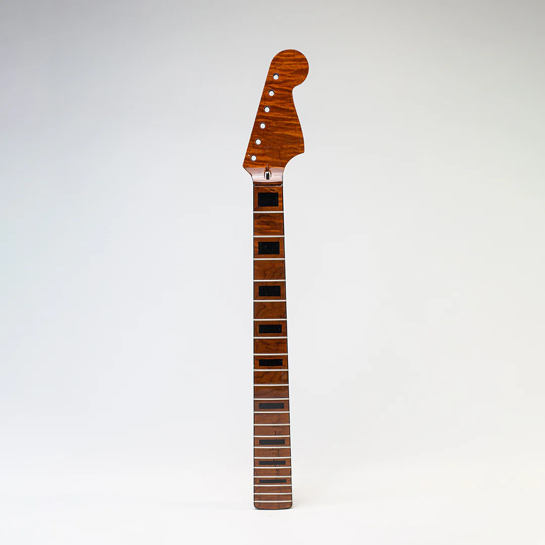 Allparts Select "Licensed by Fender®" AAA+ Roasted Flame Maple "VIN-MOD" Deluxe Replacement Neck for Jazzmaster® - Poly Finish - Bound with Block Inlays - Image 6