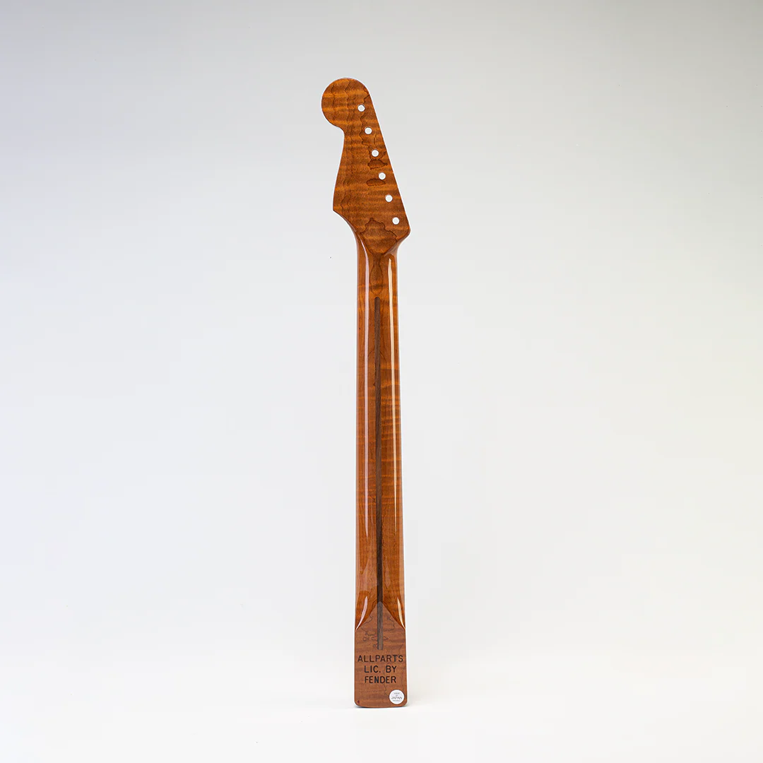 Allparts Select "Licensed by Fender®" AAA+ Roasted Flame Maple Vintage Spec Replacement Neck for Stratocaster® - Nitro Finish - Soft V Shape - Image 3