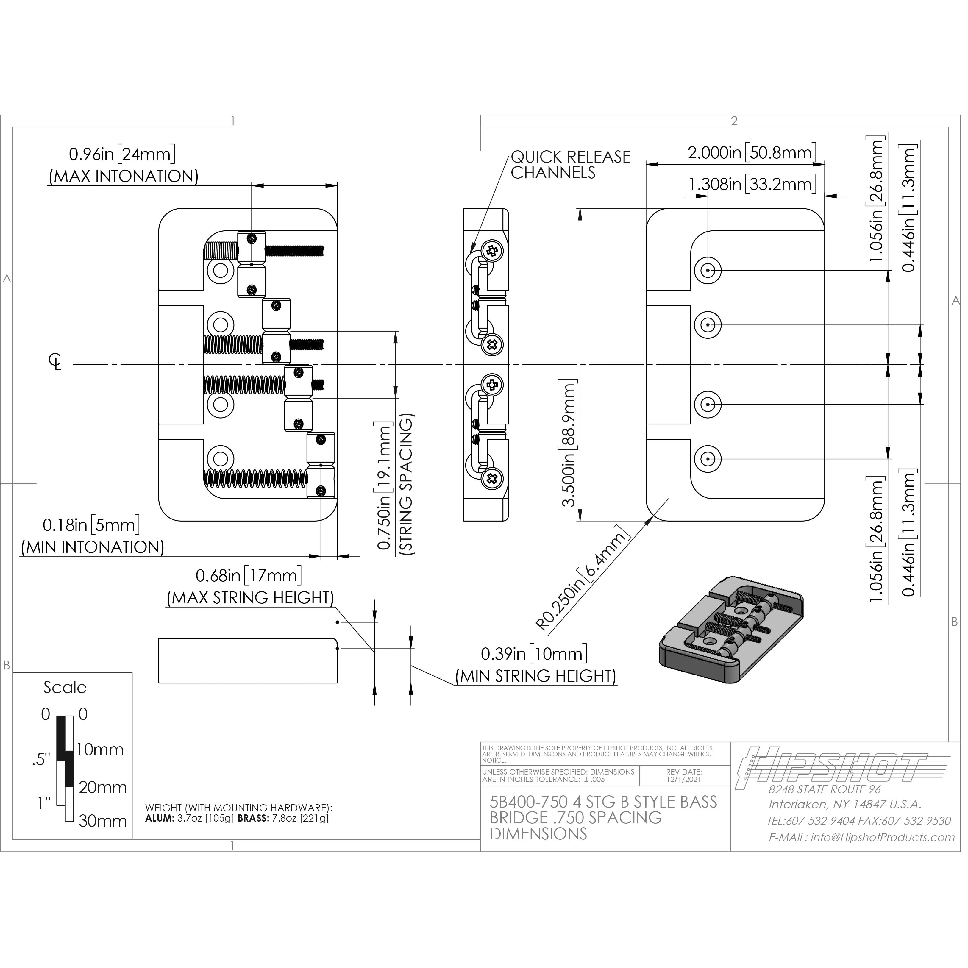 Hipshot B-Style Bass Bridge - Image 2