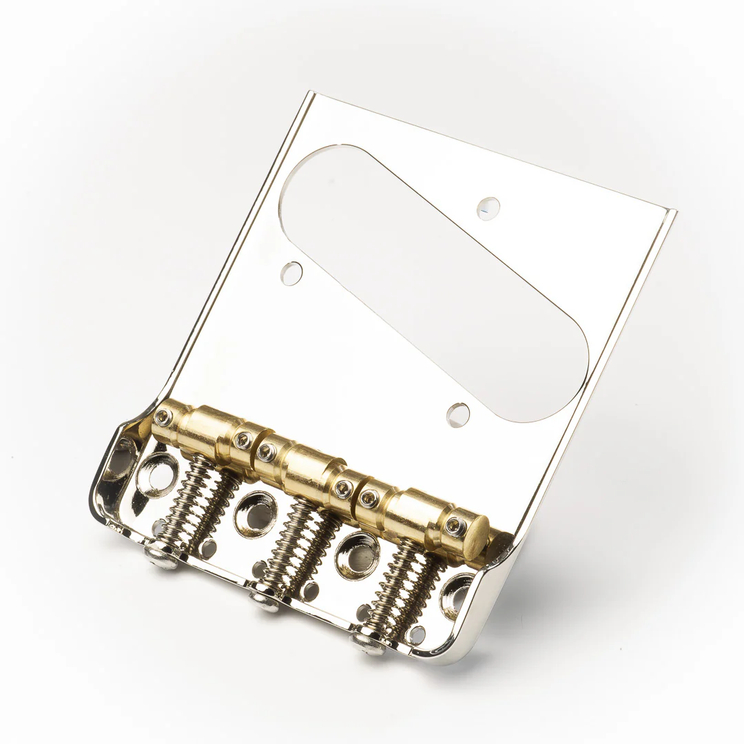 Allparts Tele Bridge for Bigsby with Advanced Plating Compensated Saddles - Nickel - Image 4