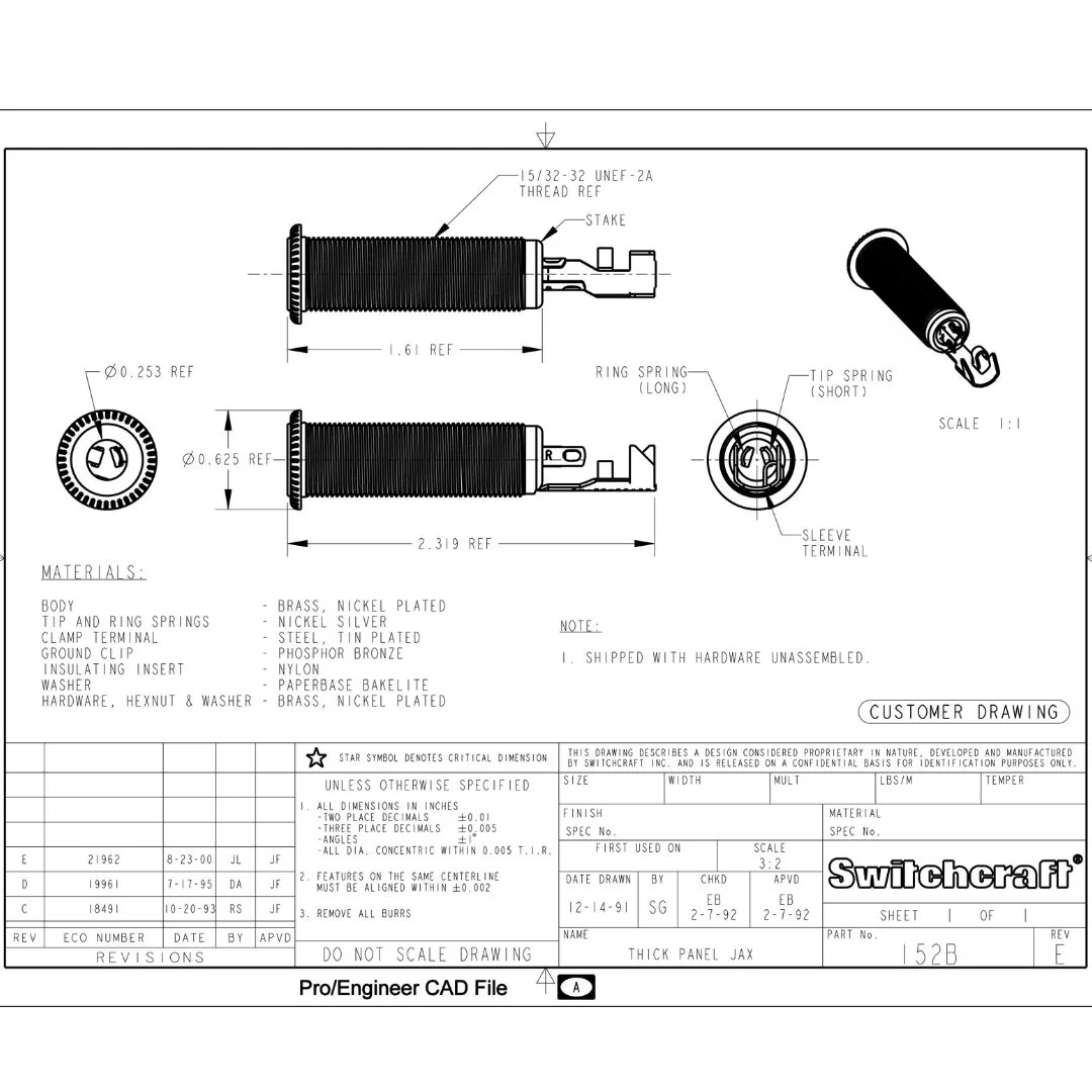 Switchcraft® Stereo Long Threaded Barrel Jack - Image 13