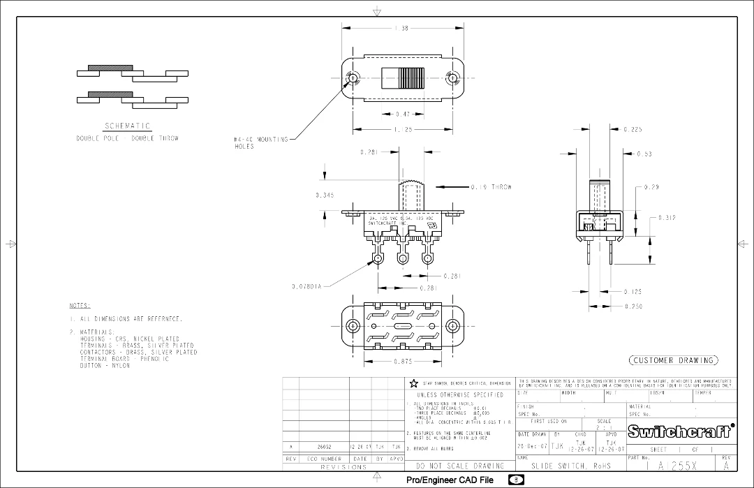 Switchcraft® On-On Slide Switch for Jazzmaster® and Jaguar® - Image 4