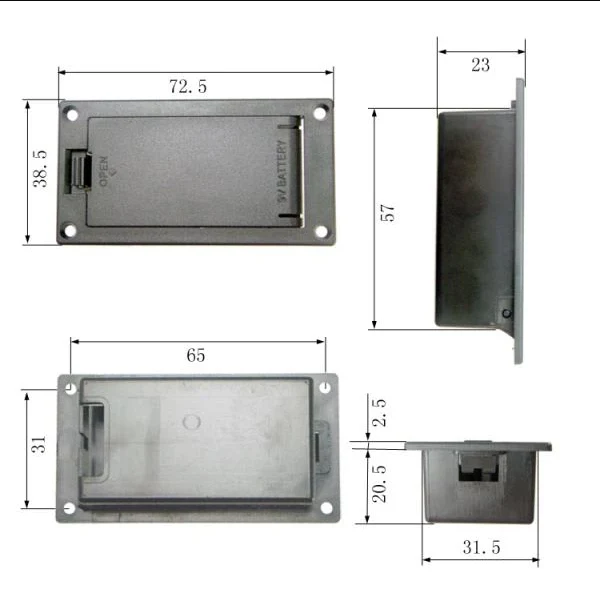 EP-0926-023 - Small Footprint 9V Battery Box with Battery Lead Clip - Image 3