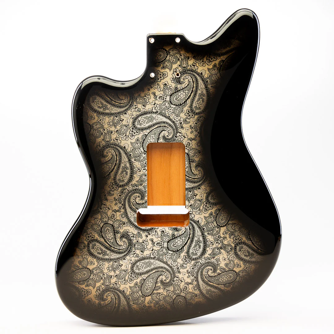 PRiMO Replacement Jazzmaster Body - Strat Trem - Black Paisley - Image 2