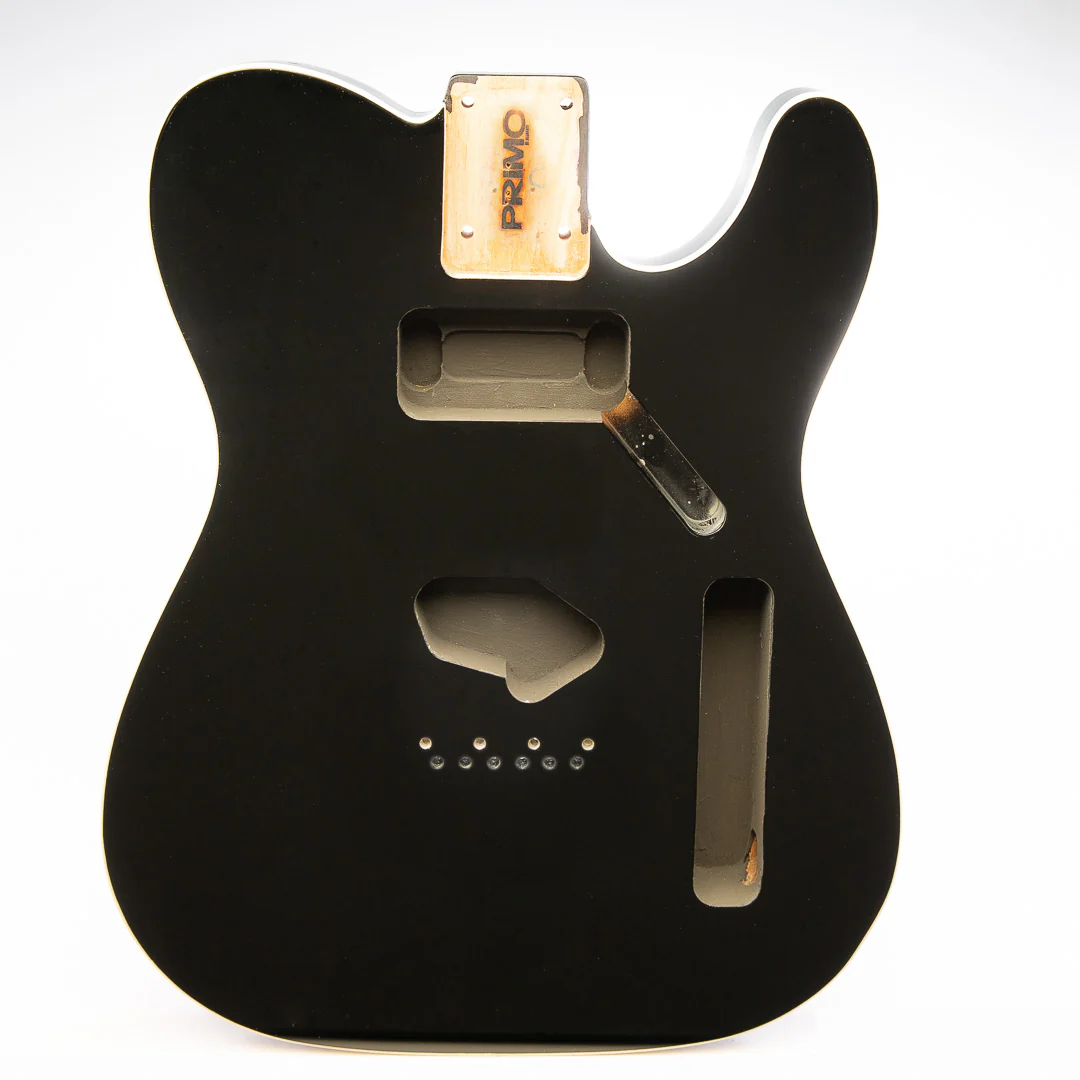 PRiMO Replacement Tele Body - Black Onyx w/ White Binding