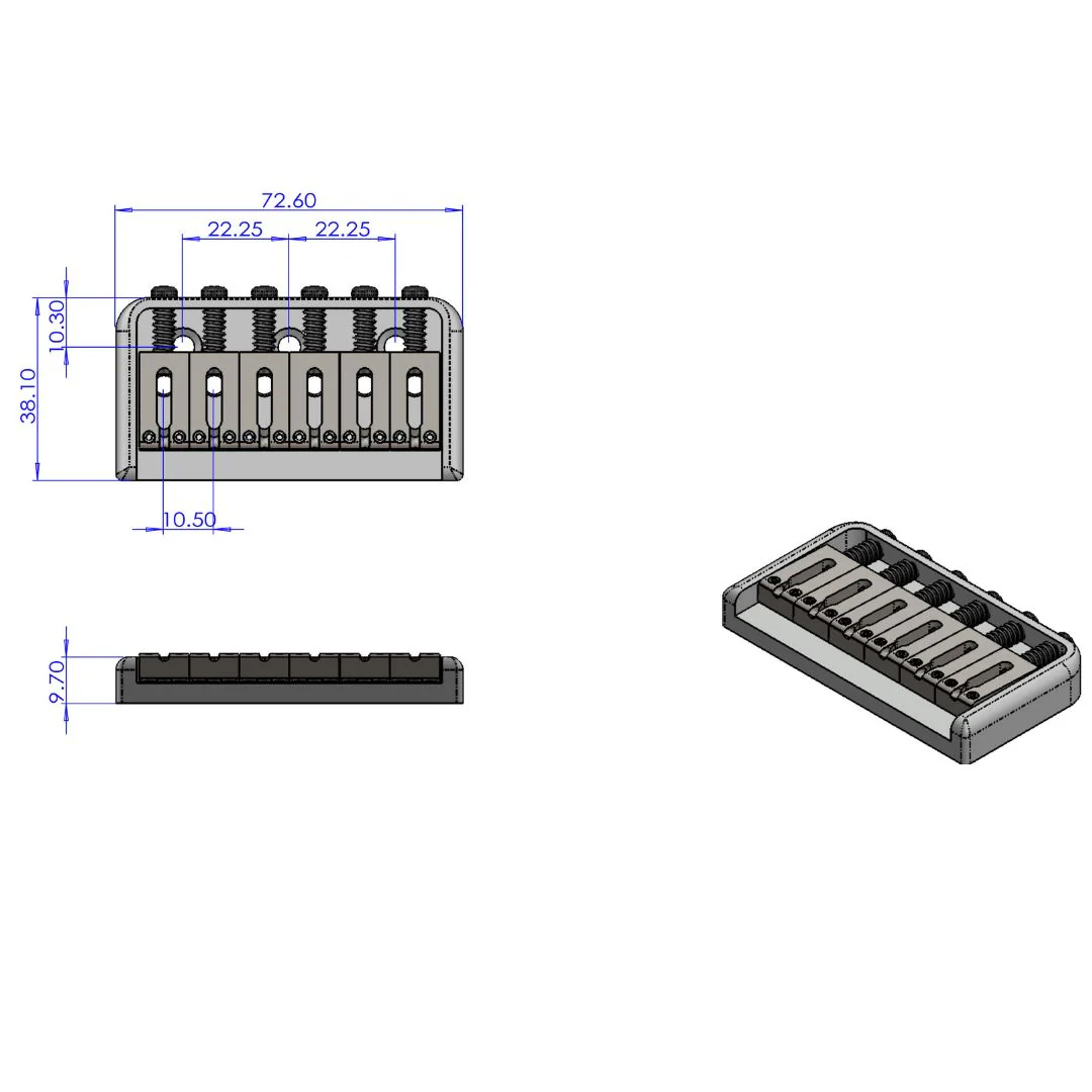 SB-5107 Non-Tremolo Bridge with Steel Saddles - Image 4