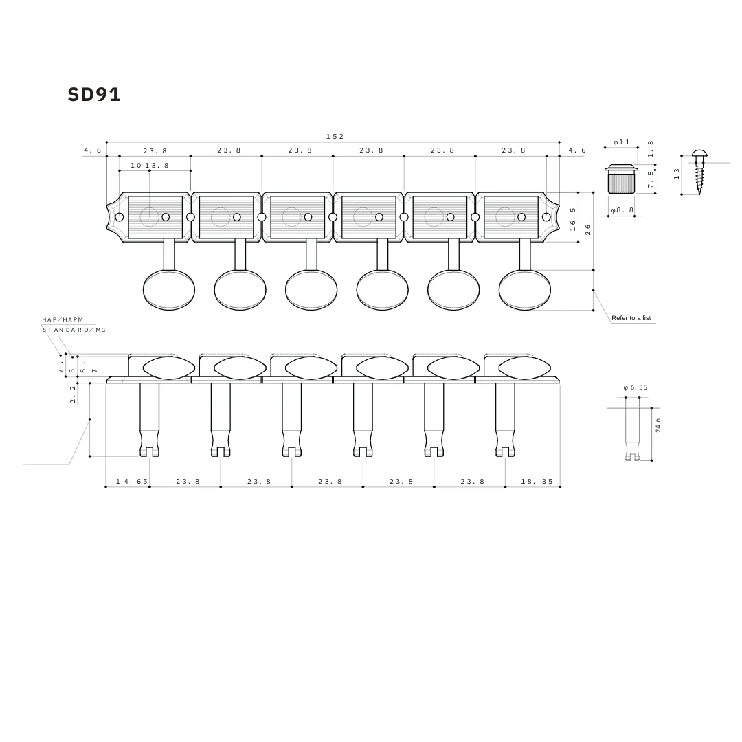 Gotoh SD91 Vintage-style 6-in-line Keys - Image 10