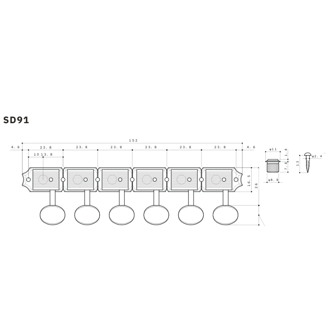 TK-7880 Gotoh SD91 Vintage-style Staggered 6-in-line Keys - Image 5