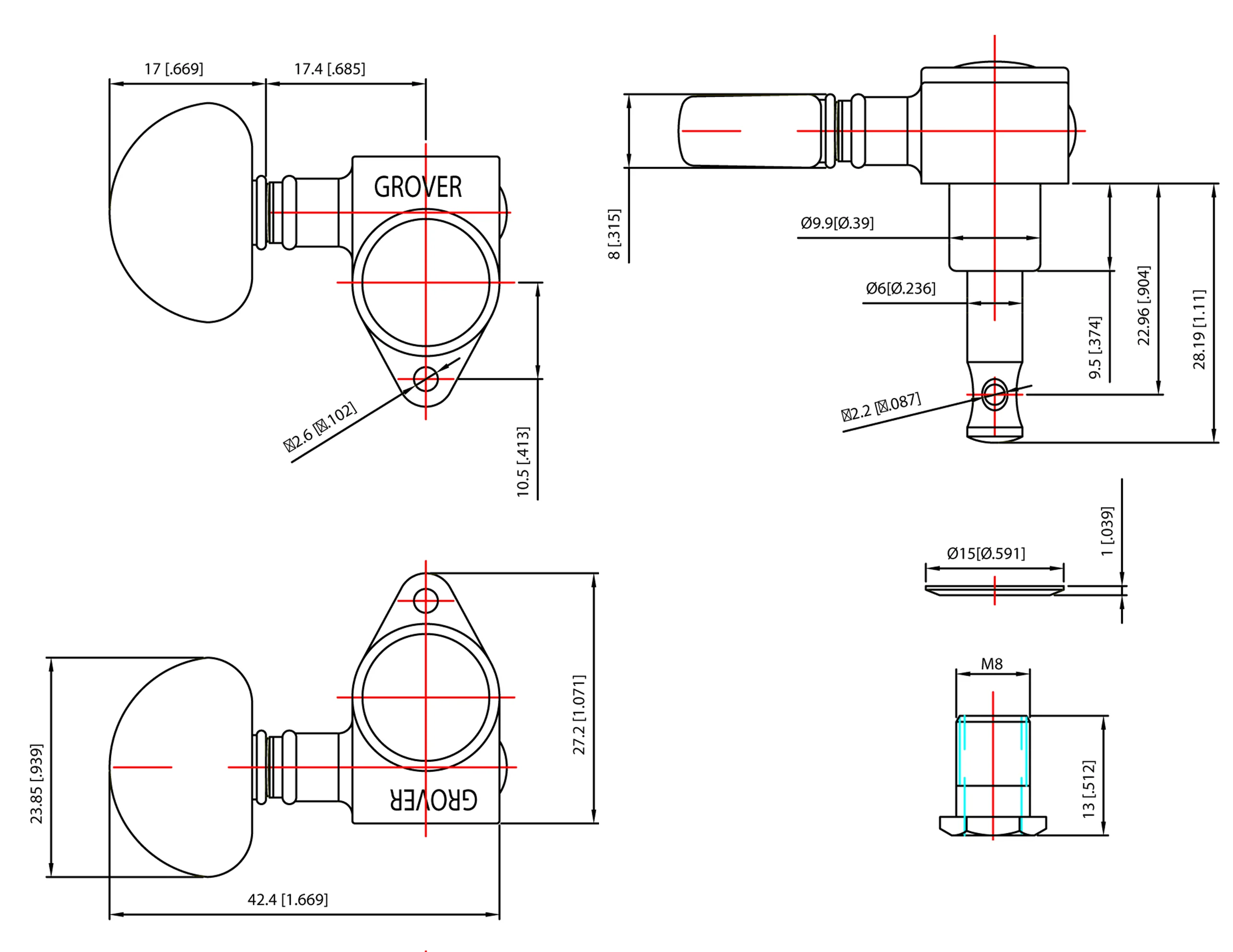 TK-7901 GROVER® 102 SERIES 3X3 ROTOMATIC TUNERS WITH KEYSTONE BUTTONS - Image 6