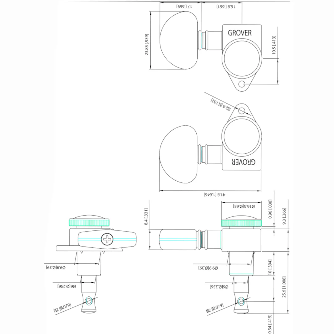 TK-7935 GROVER® 502 SERIES 3X3 LOCKING TUNERS - Image 9